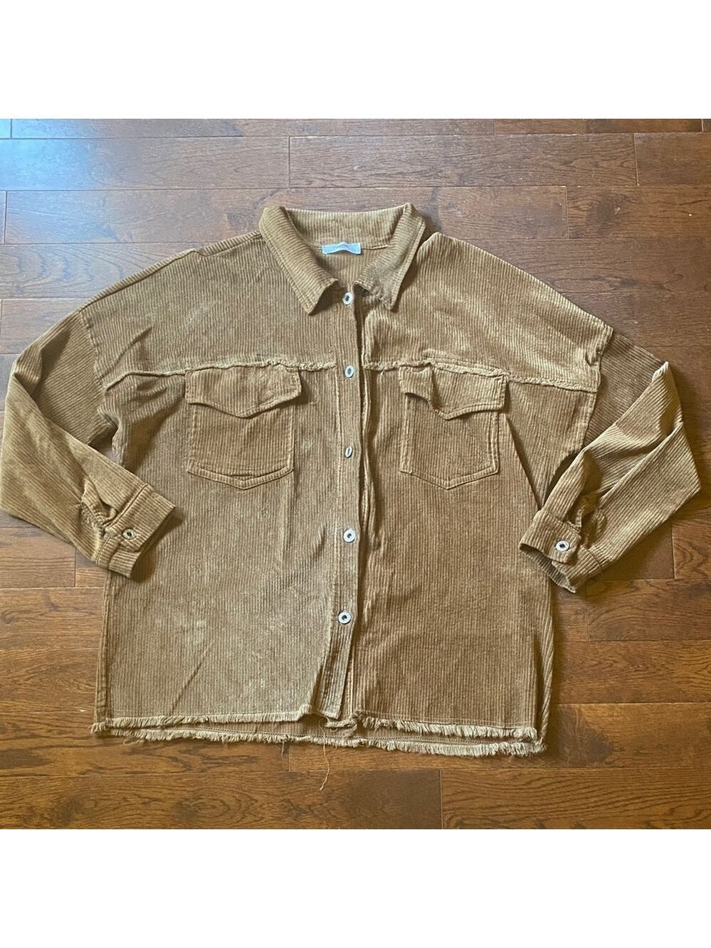 Uchuu MTL Made in Italy Oversized Corduroy Shirt Jacket Brown Shacket Size L